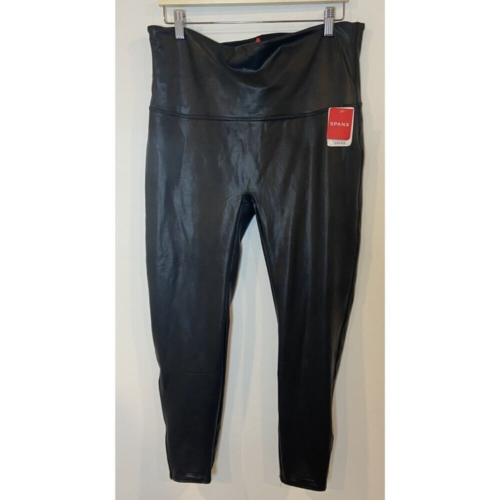 NWT Spanx Faux Leather Leggings Black Size 3X New
